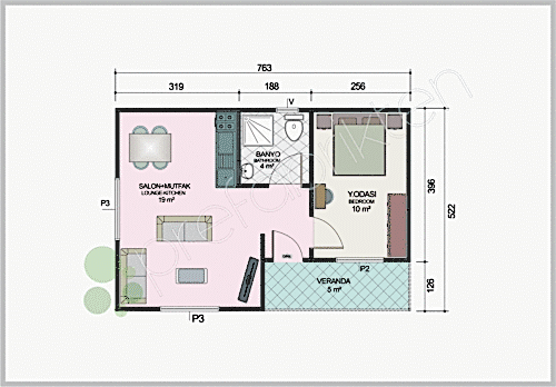 Alternative view of Tek Katlı Prefabrik Ev 40 m²