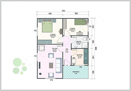 Alternative view of Tek Katlı Prefabrik Ev 68 m²
