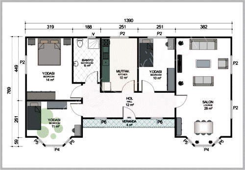 Alternative view of Tek Katlı Prefabrik Ev 106 m²
