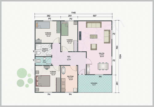 Alternative view of Tek Katlı Prefabrik Ev 117 m²