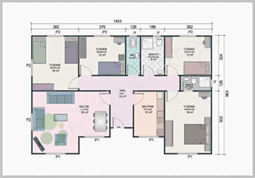 Alternative view of Tek Katlı Prefabrik Ev 129 m²