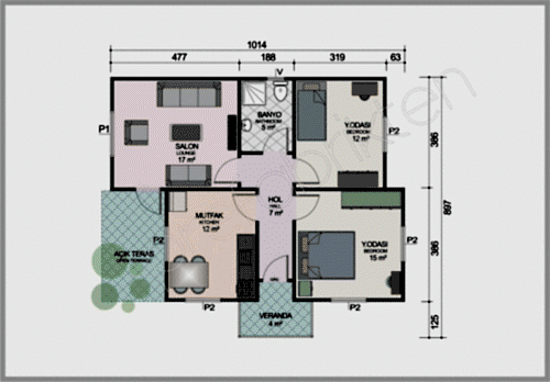 Alternative view of Tek Katlı Prefabrik Ev 72 m²